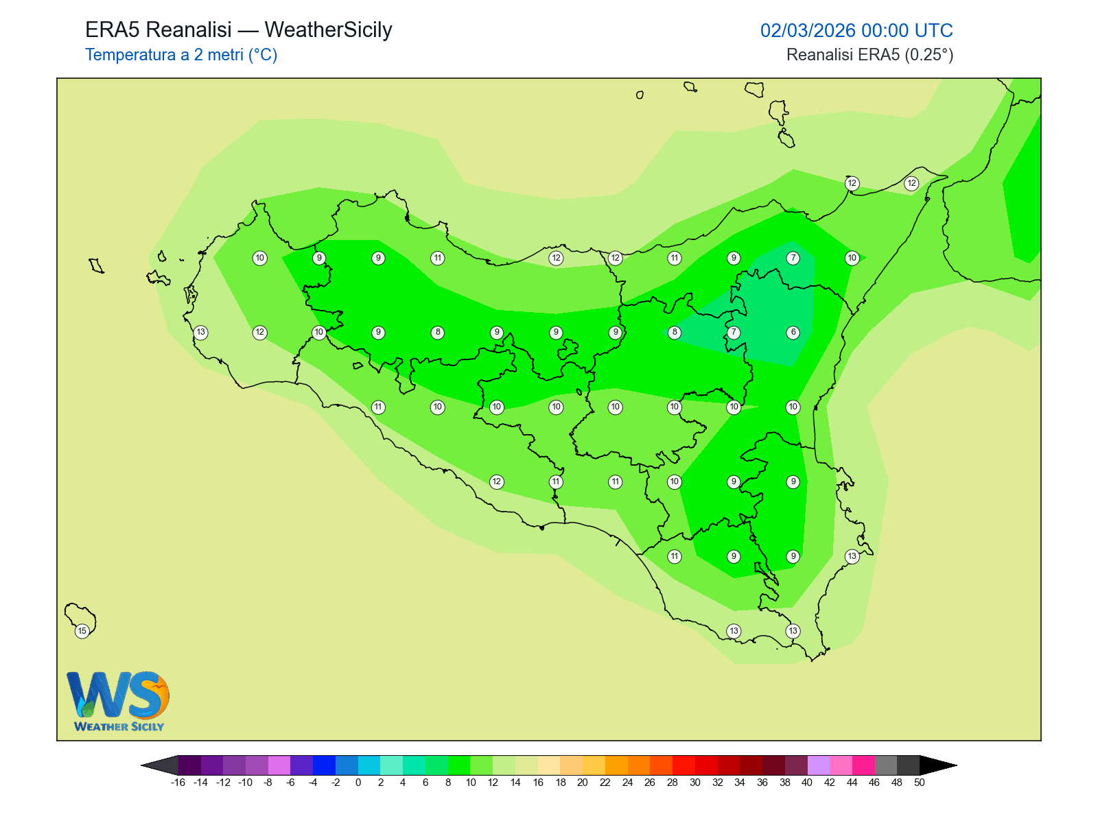 Temperatura a 2 metri · 2026030200