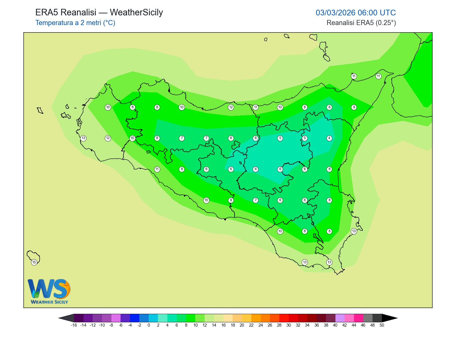 Temperatura a 2 metri · 2026030306