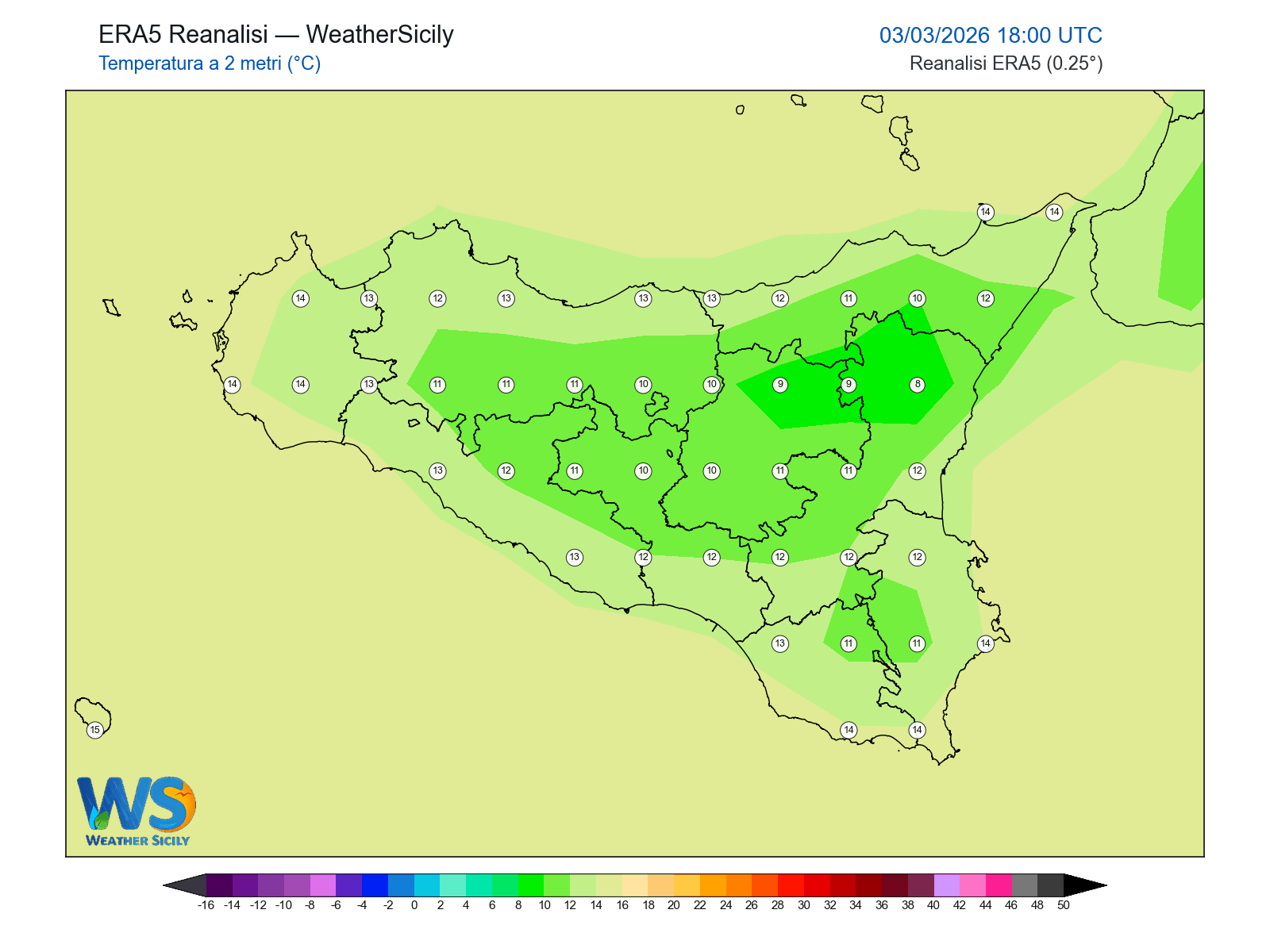 Temperatura a 2 metri · 2026030318