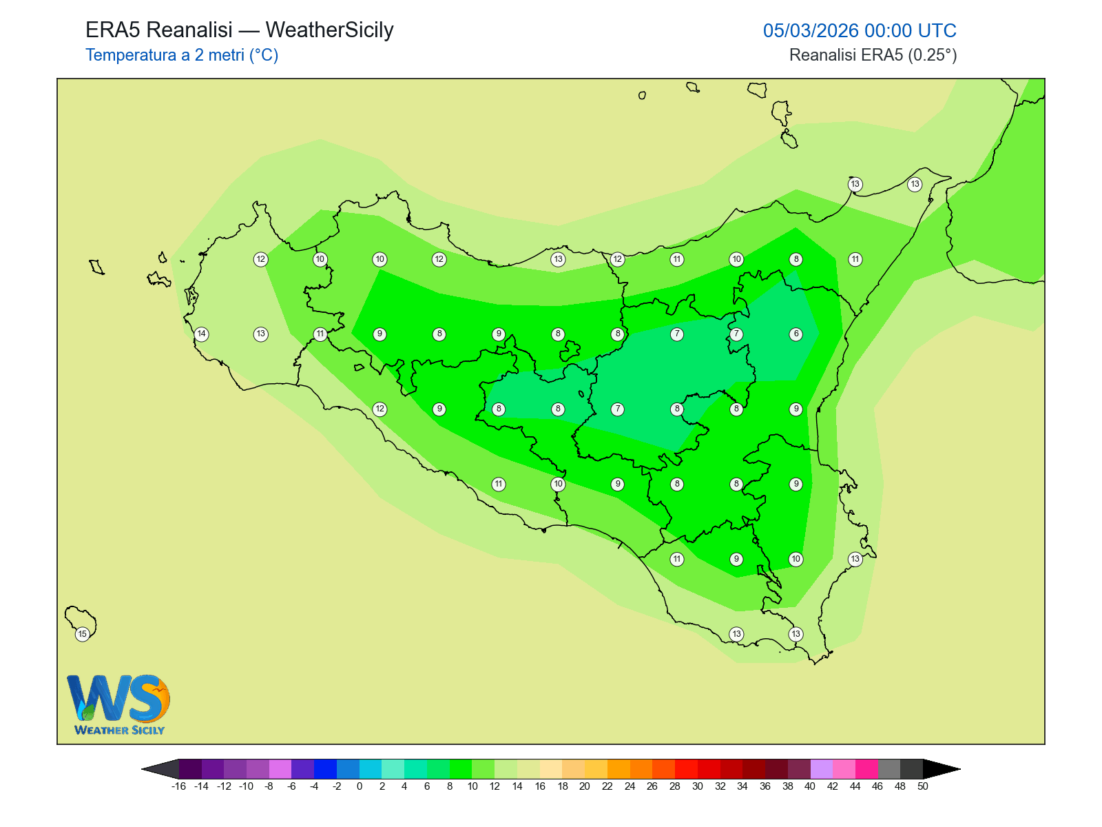 Temperatura a 2 metri · 2026030500