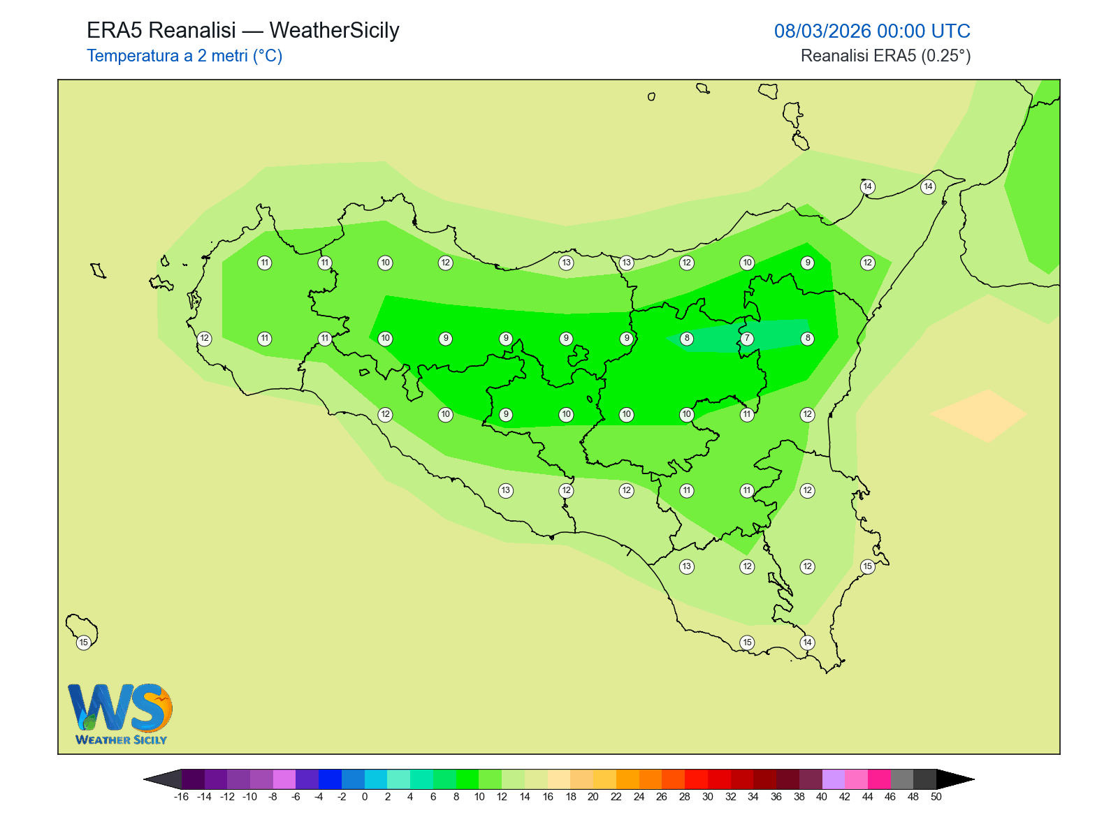 Temperatura a 2 metri · 2026030800