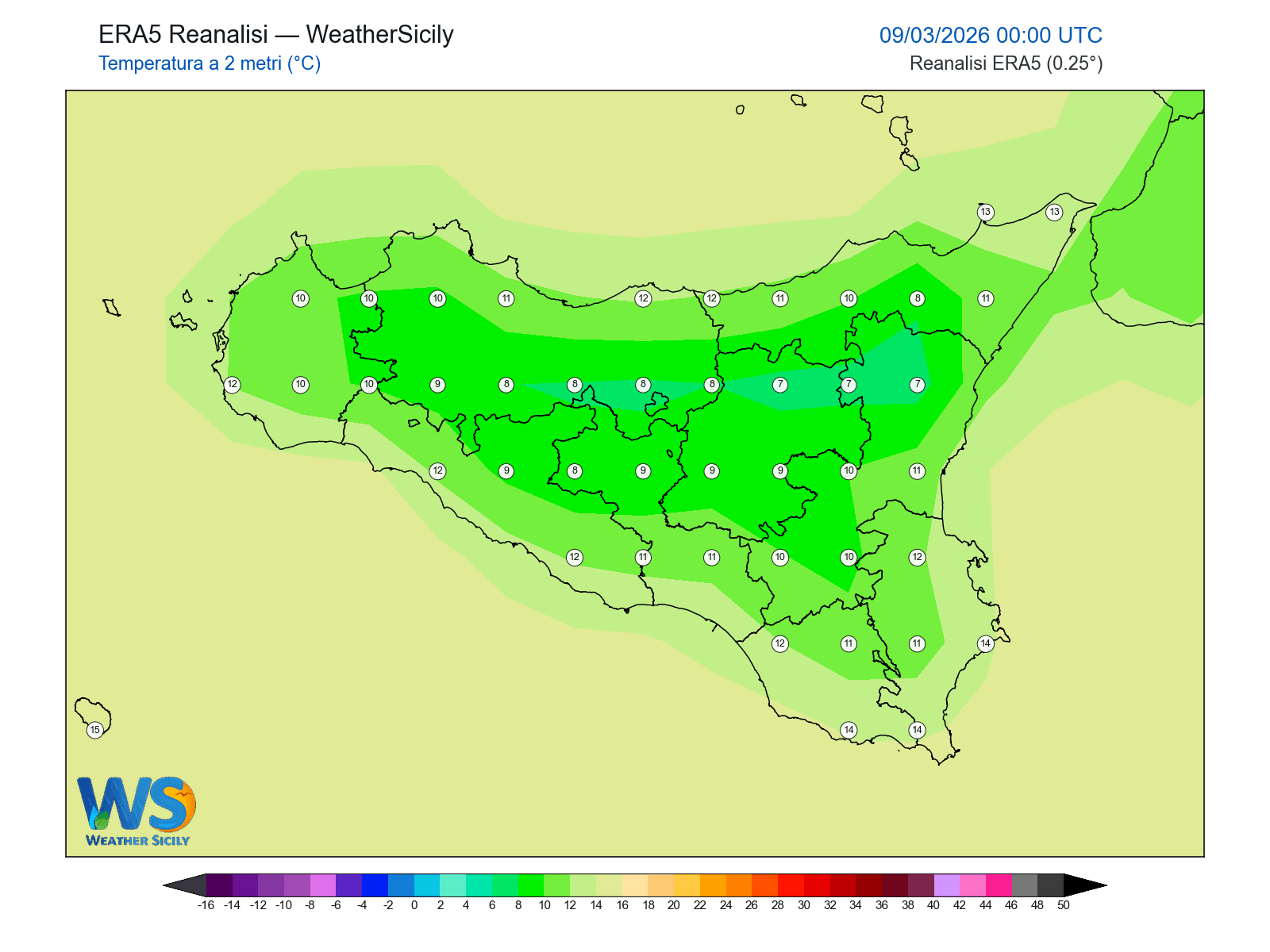 Temperatura a 2 metri · 2026030900