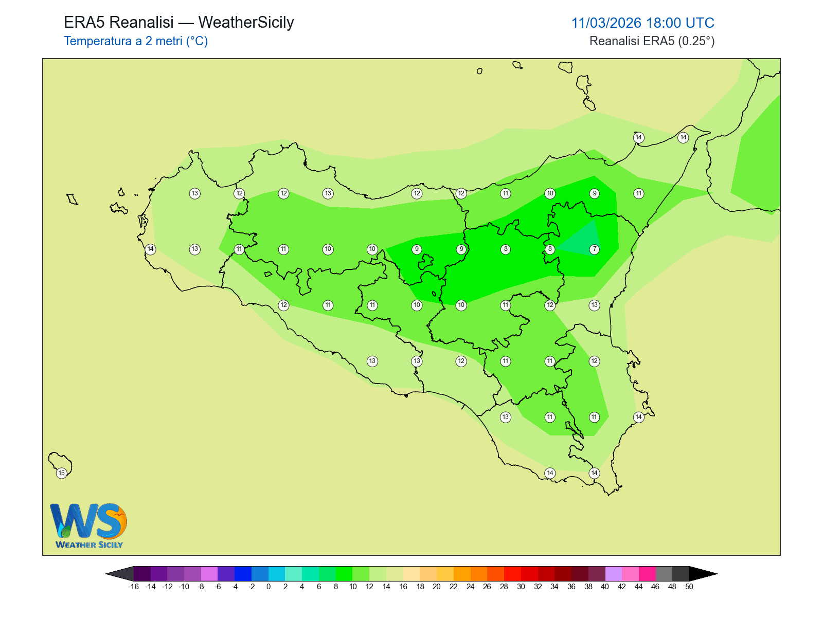 Temperatura a 2 metri · 2026031118