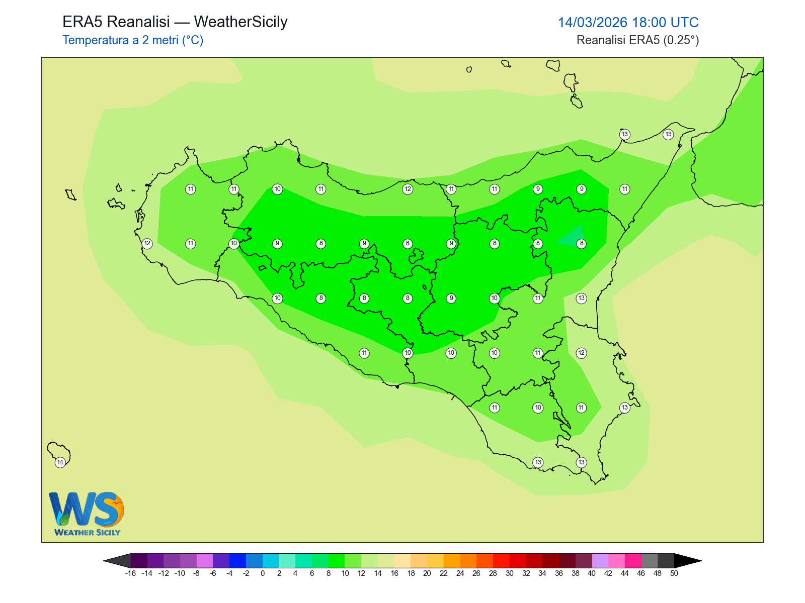 Temperatura a 2 metri · 2026031418