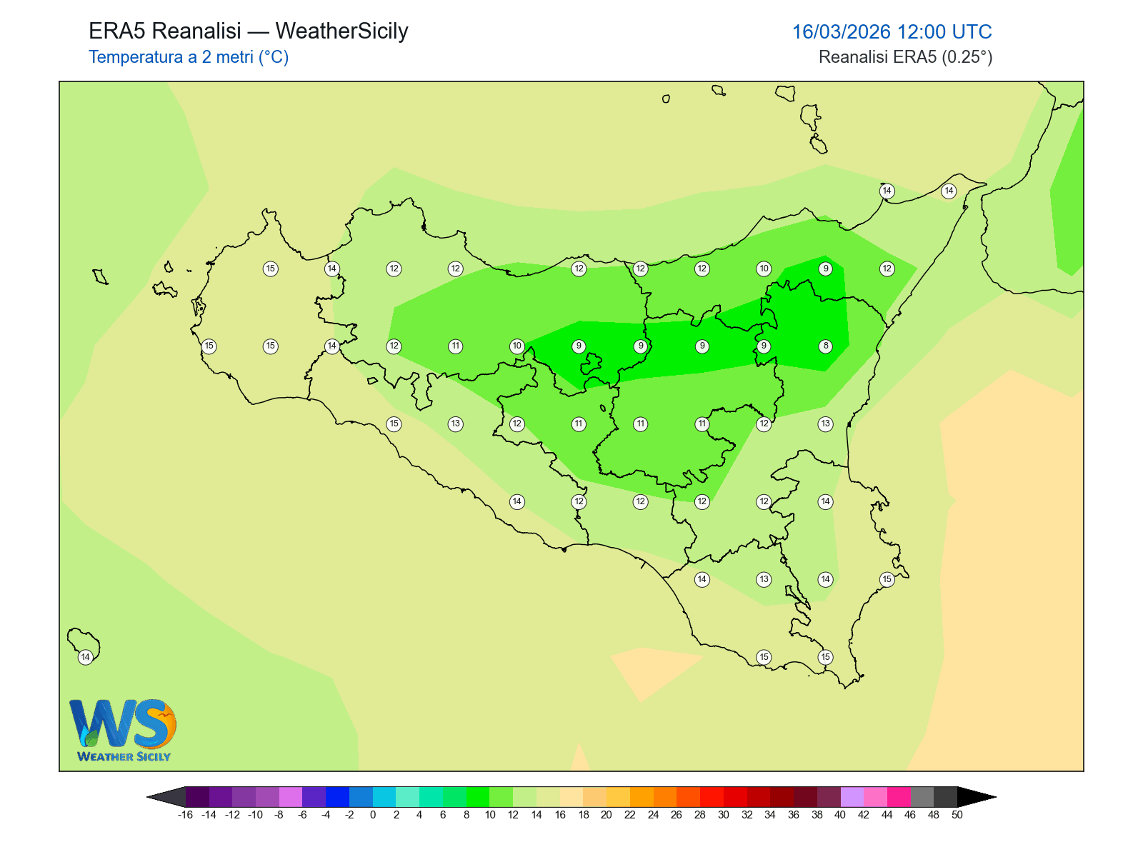 Temperatura a 2 metri · 2026031612