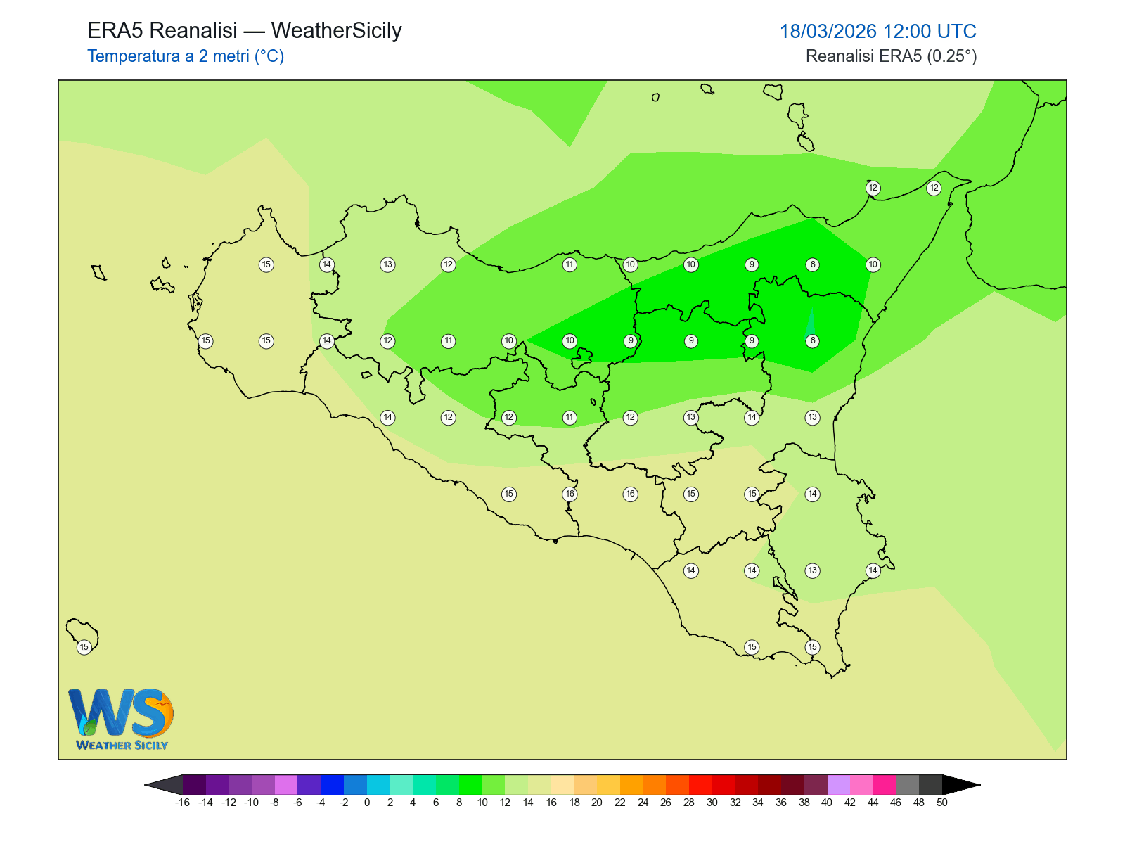 Temperatura a 2 metri · 2026031812