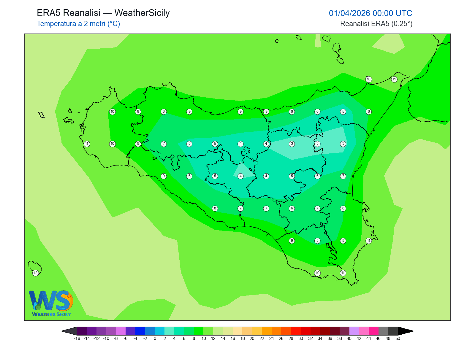 Temperatura a 2 metri · 2026040100