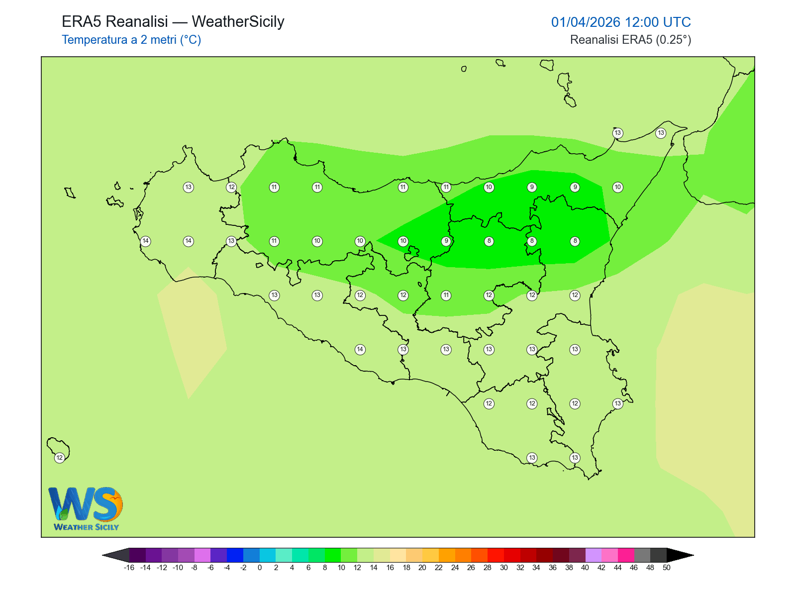 Temperatura a 2 metri · 2026040112