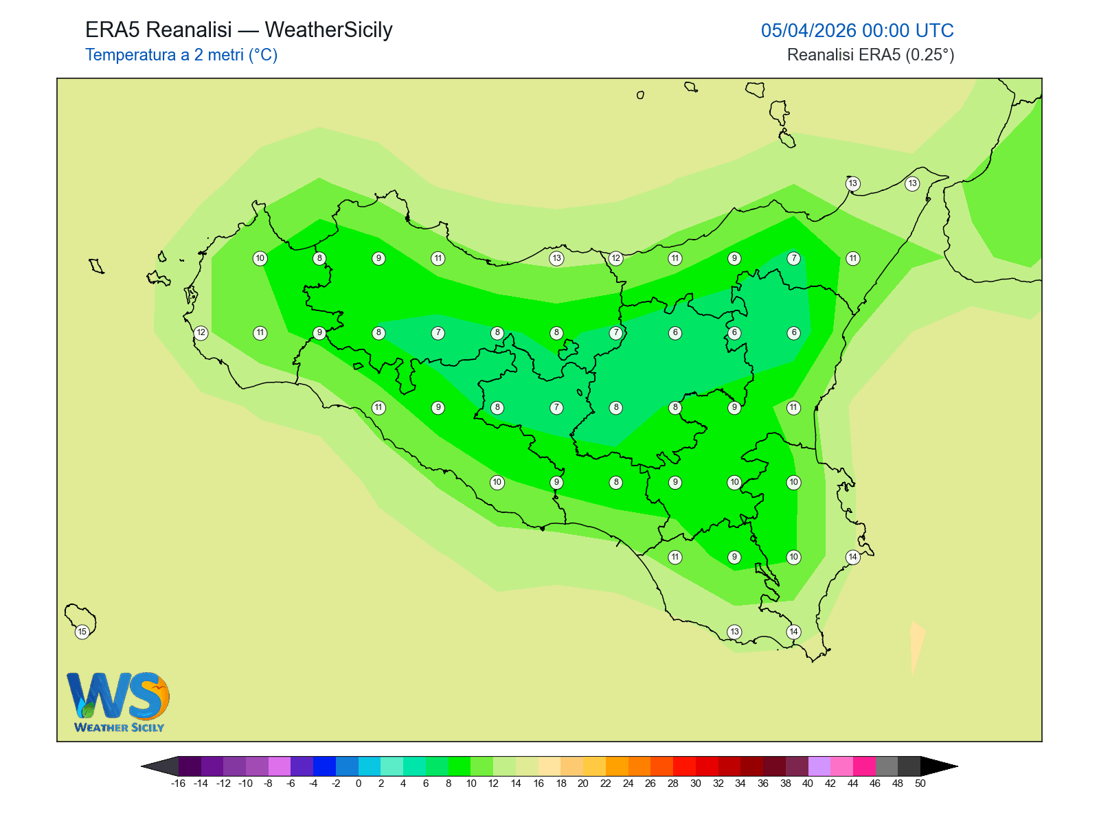 Temperatura a 2 metri · 2026040500
