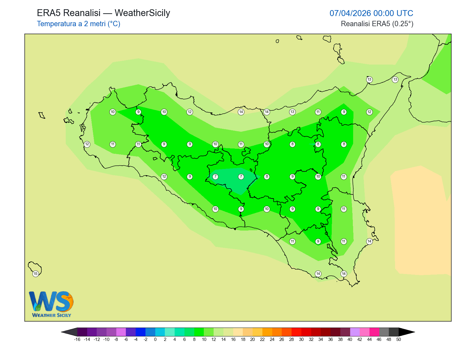 Temperatura a 2 metri · 2026040700