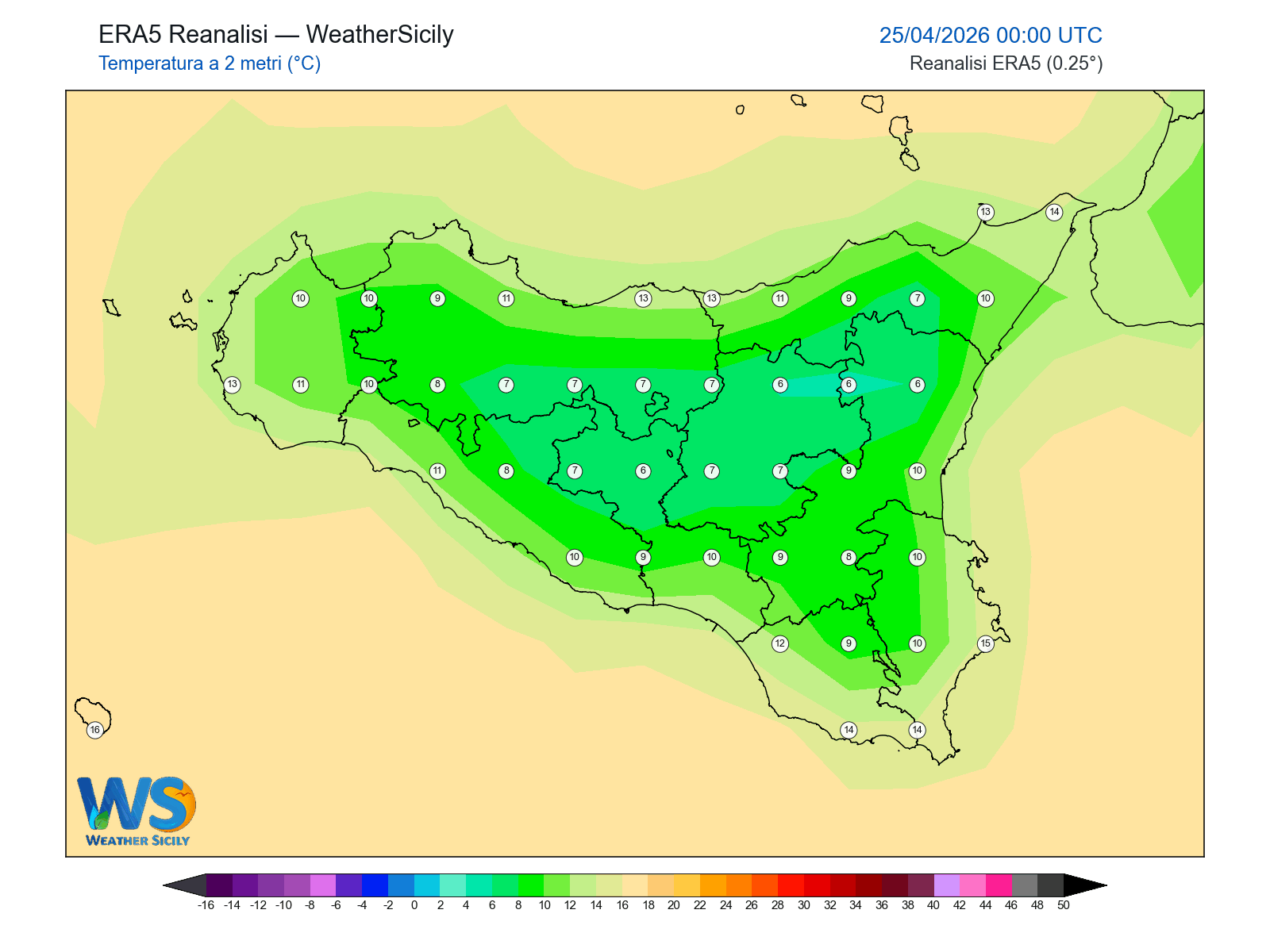 Temperatura a 2 metri · 2026042500