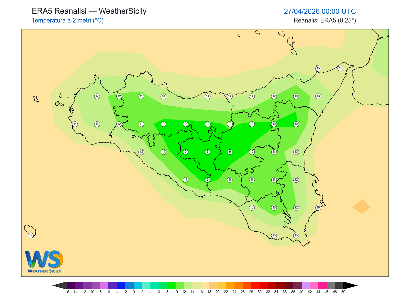 Temperatura a 2 metri · 2026042700