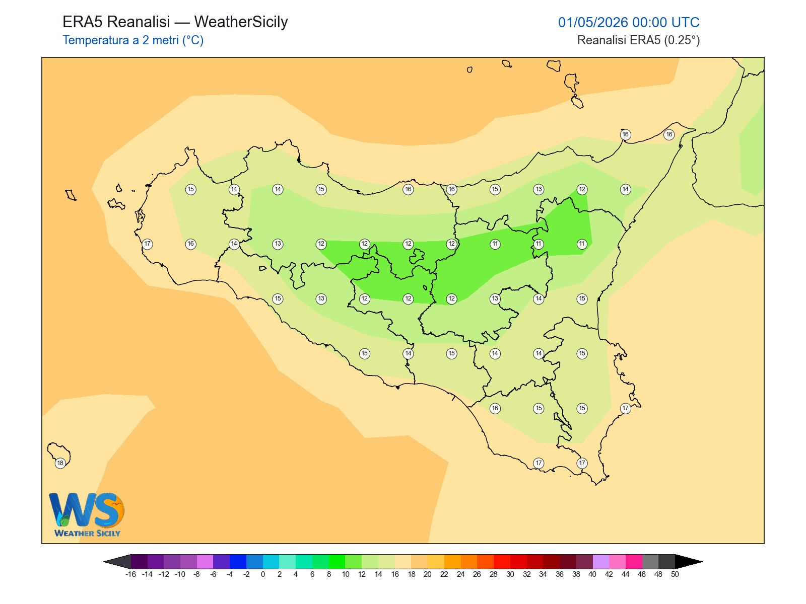 Temperatura a 2 metri · 2026050100