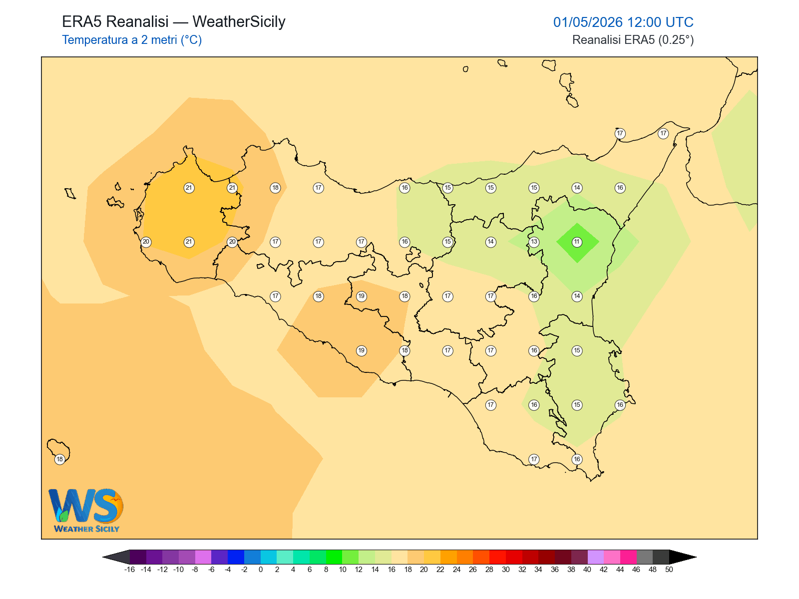Temperatura a 2 metri · 2026050112