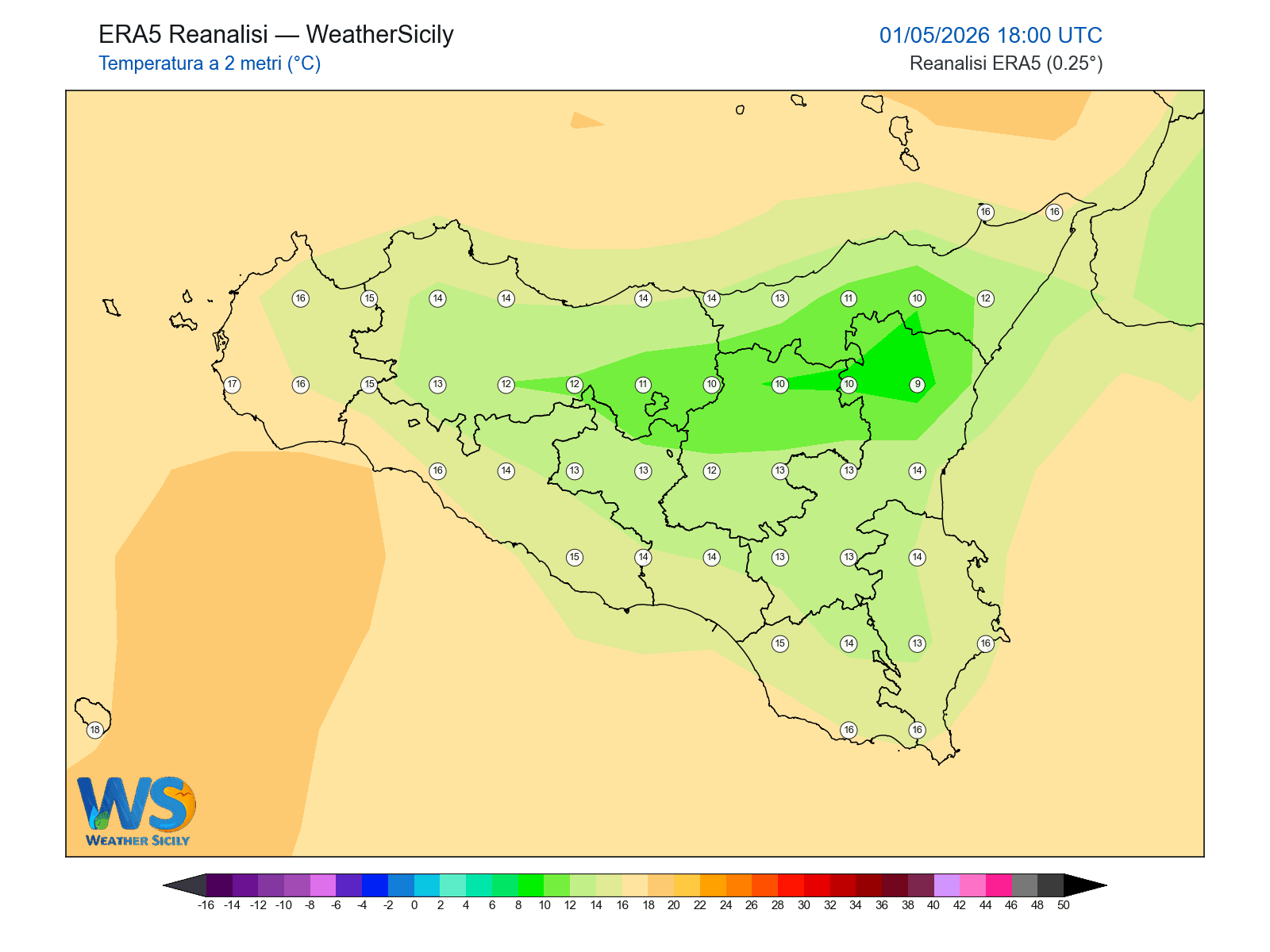 Temperatura a 2 metri · 2026050118