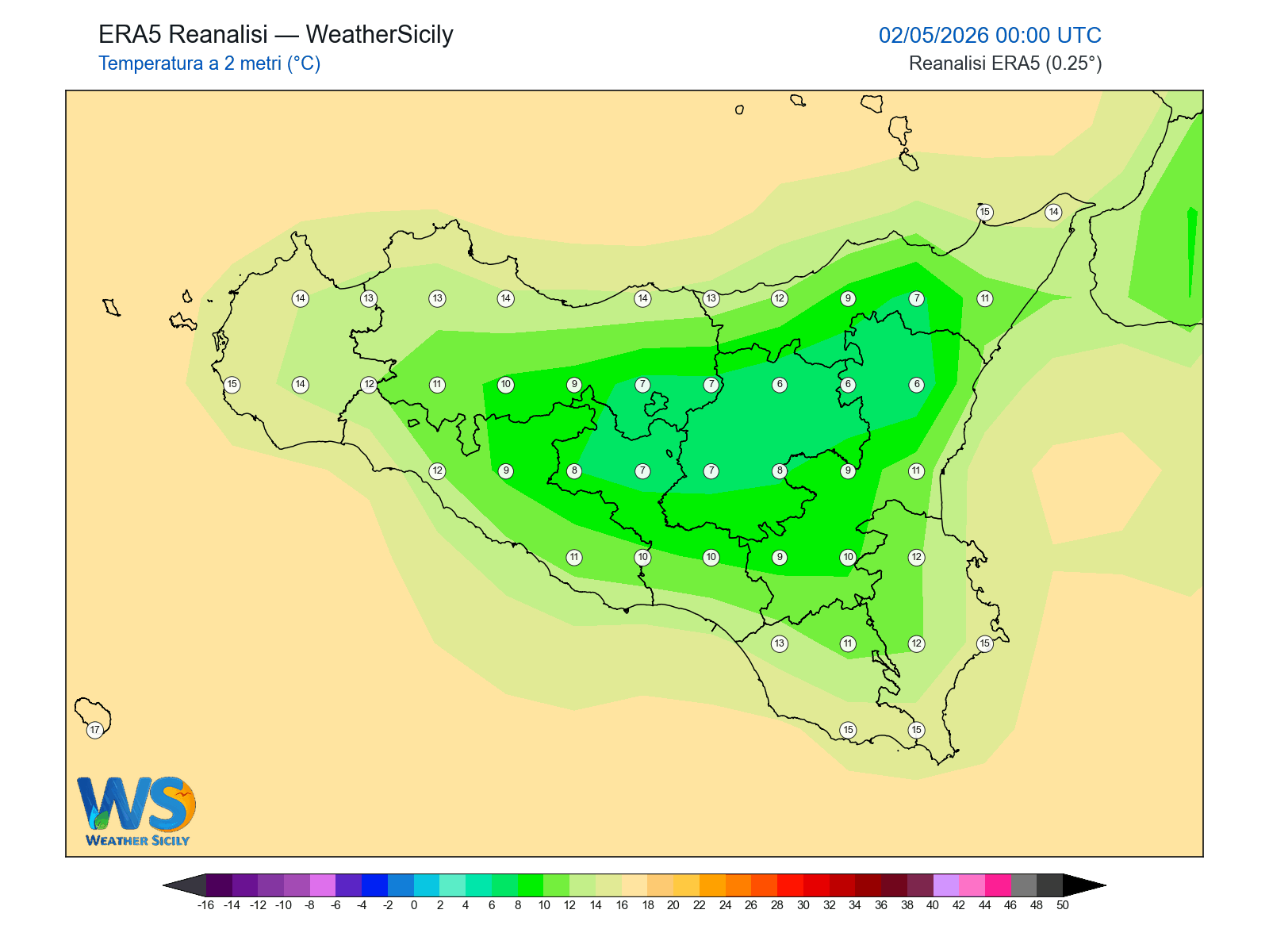 Temperatura a 2 metri · 2026050200