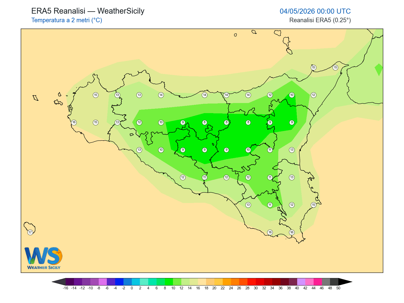 Temperatura a 2 metri · 2026050400