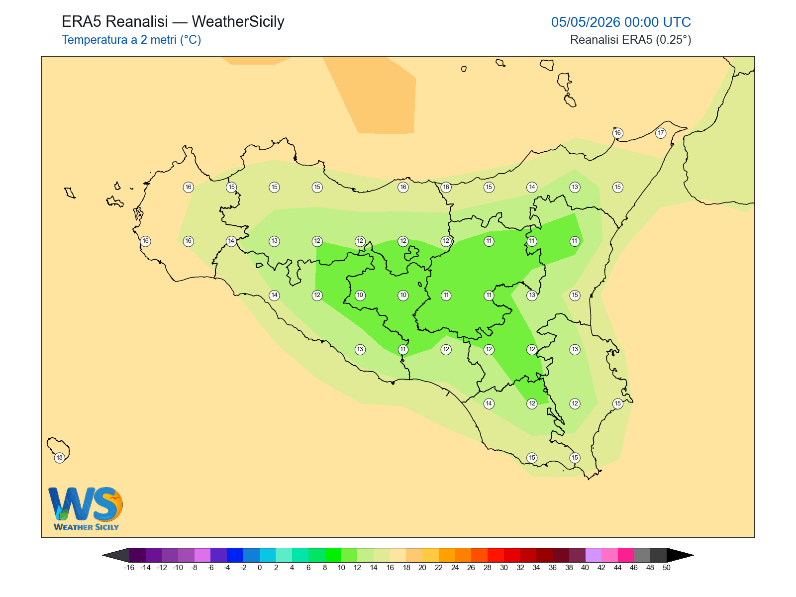 Temperatura a 2 metri · 2026050500