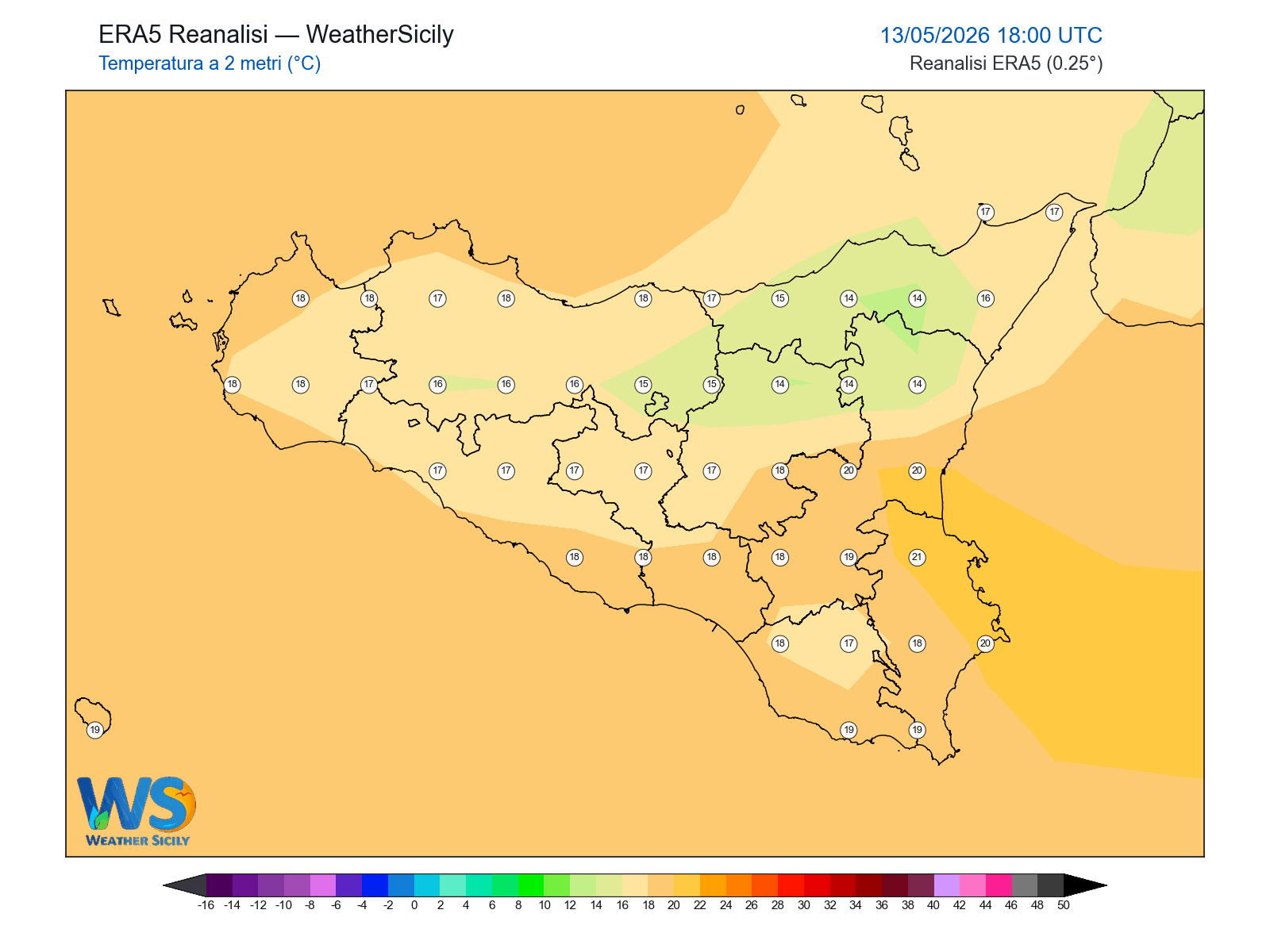 Temperatura a 2 metri · 2026051318
