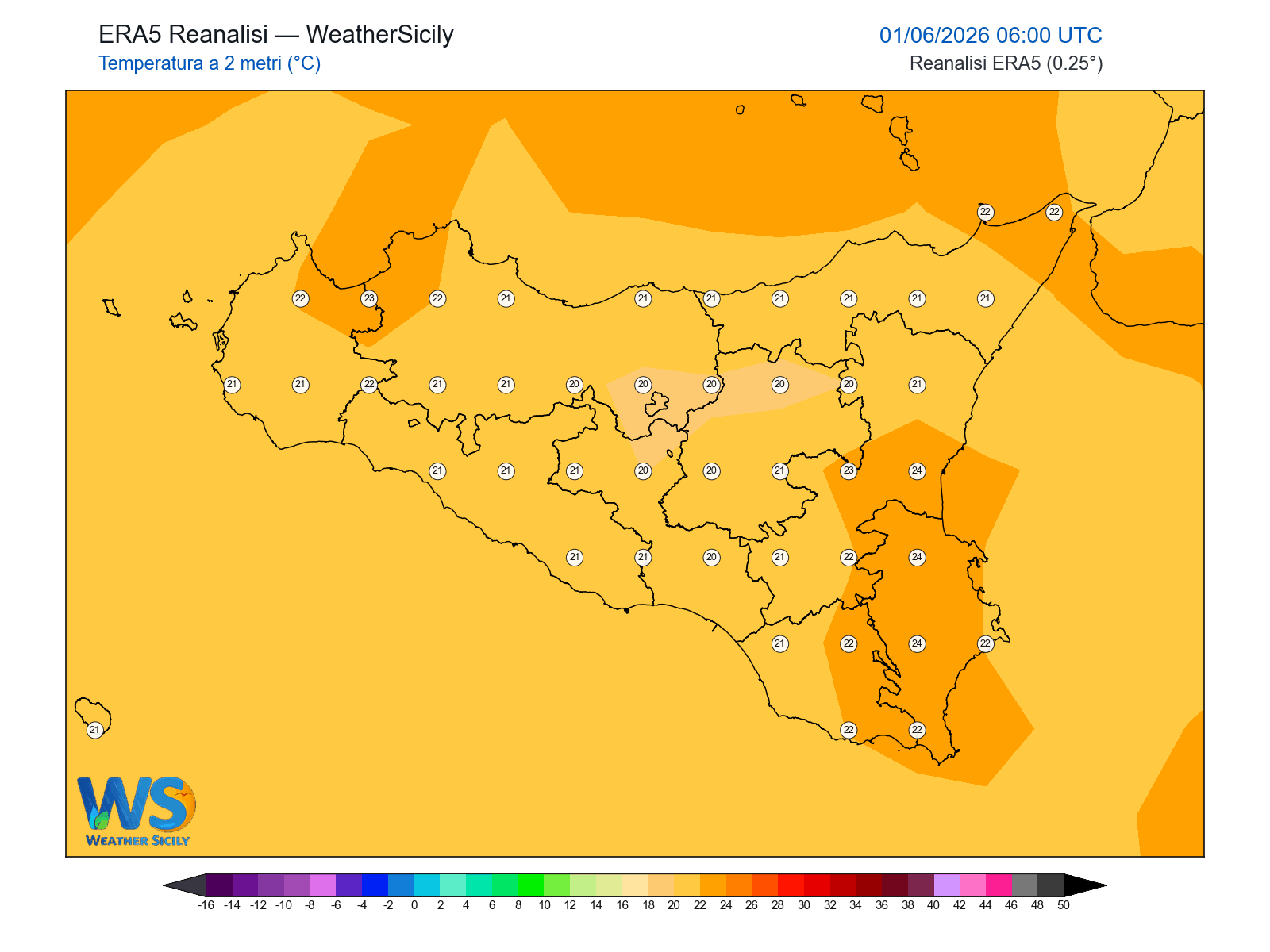 Temperatura a 2 metri · 2026060106