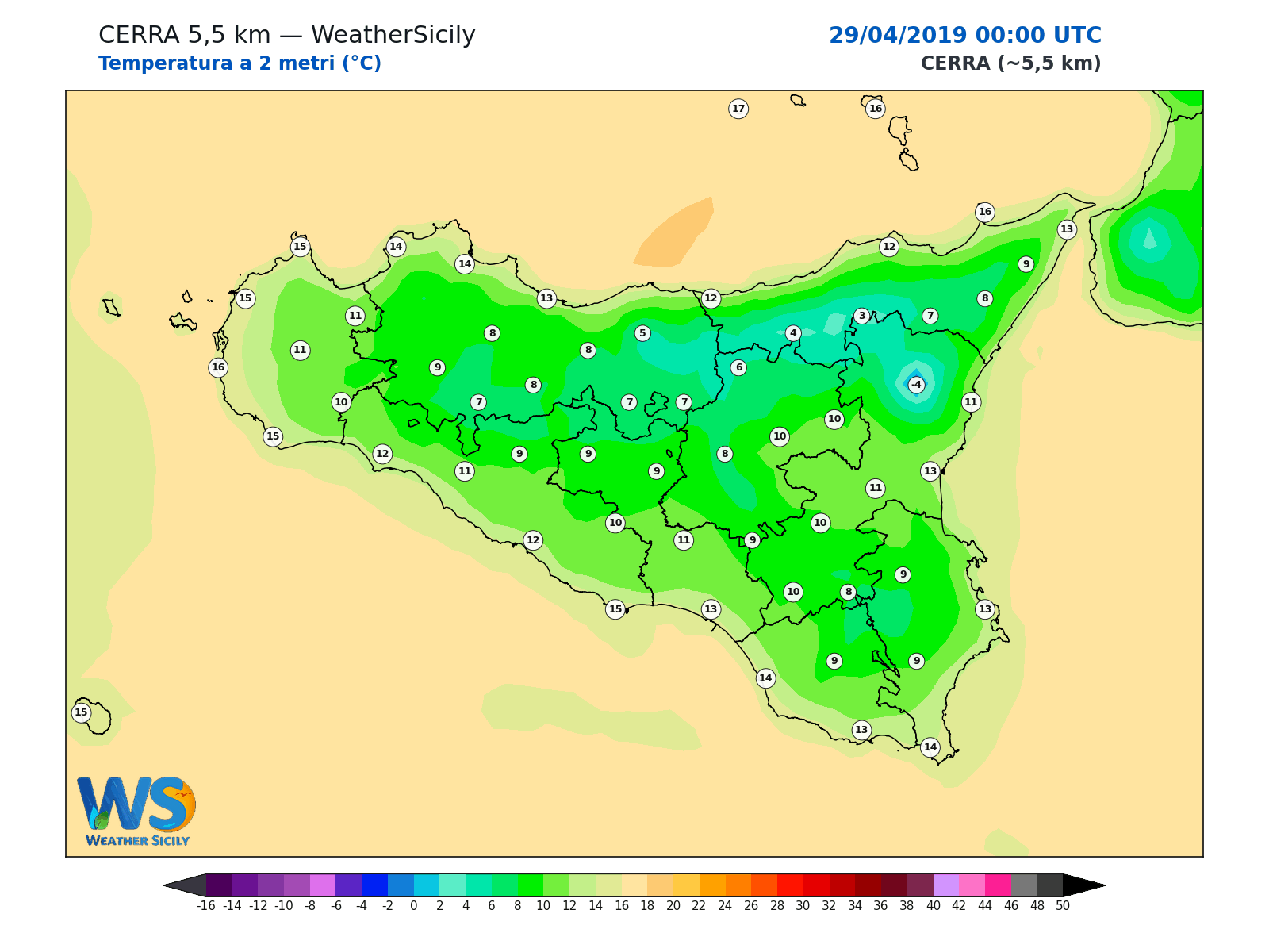 Temperatura a 2 metri · 2019042900
