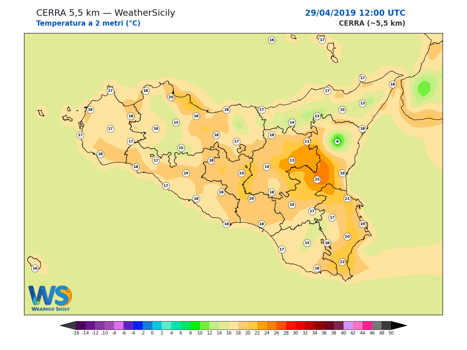 Temperatura a 2 metri · 2019042912