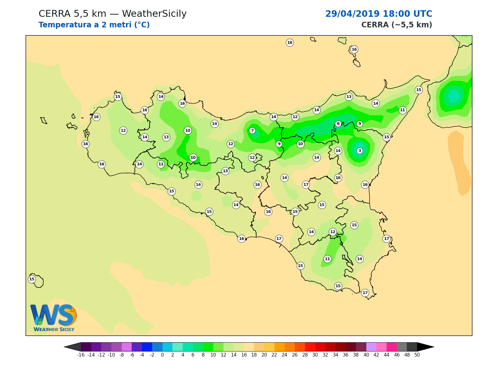 Temperatura a 2 metri · 2019042918