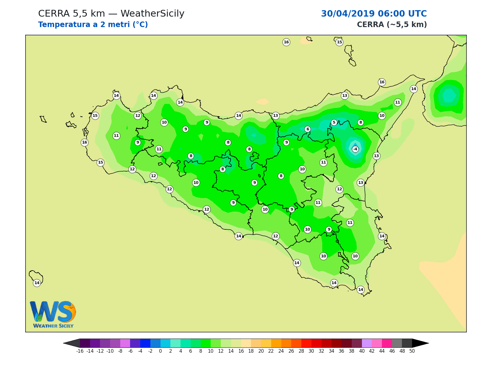 Temperatura a 2 metri · 2019043006