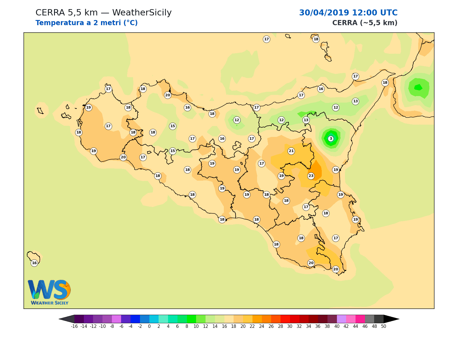 Temperatura a 2 metri · 2019043012
