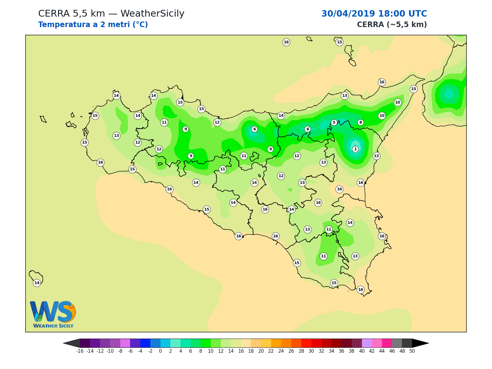 Temperatura a 2 metri · 2019043018