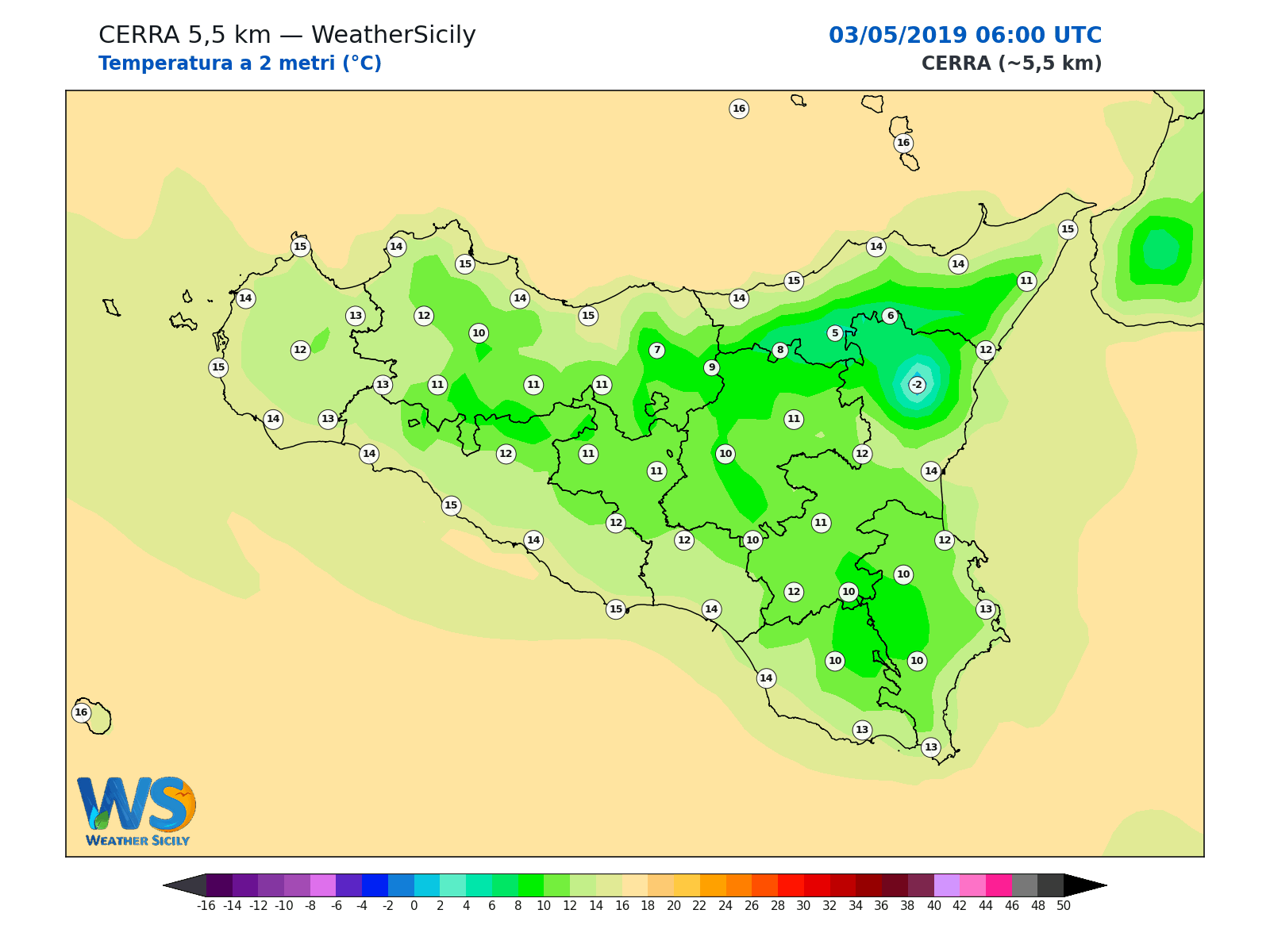 Temperatura a 2 metri · 2019050306