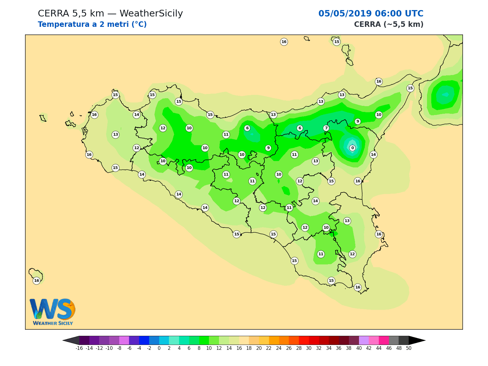 Temperatura a 2 metri · 2019050506