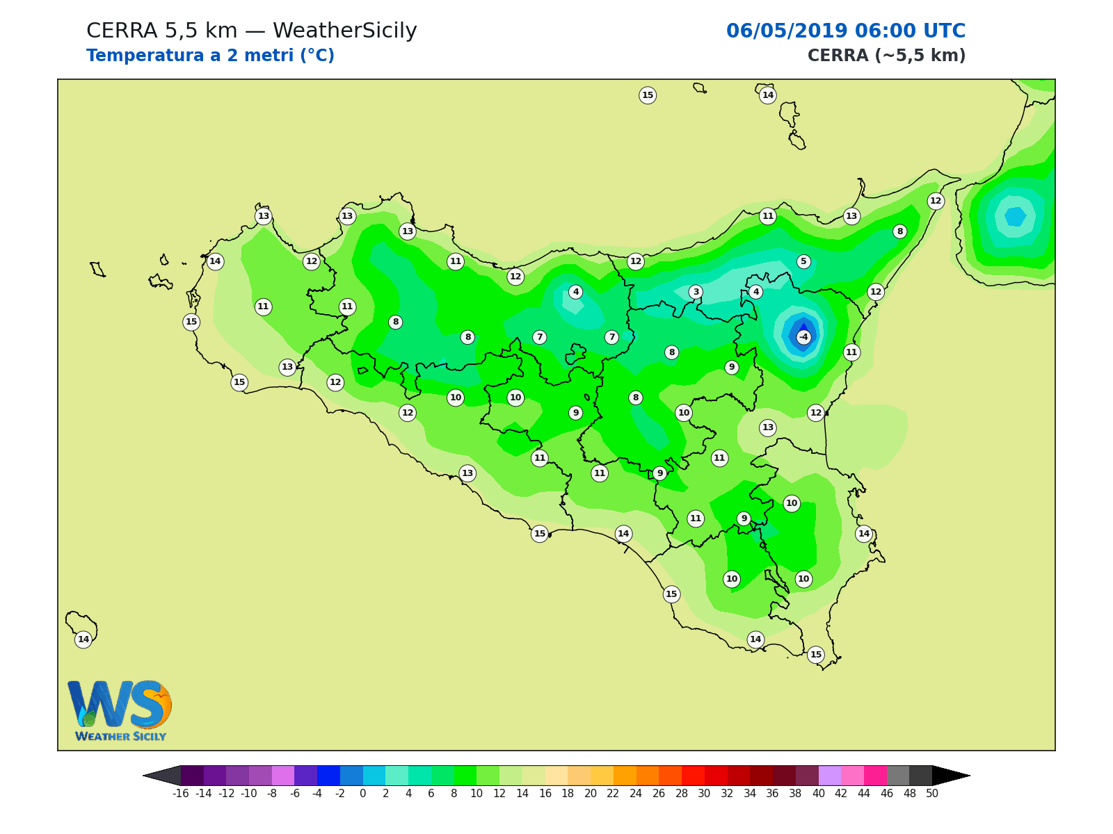 Temperatura a 2 metri · 2019050606
