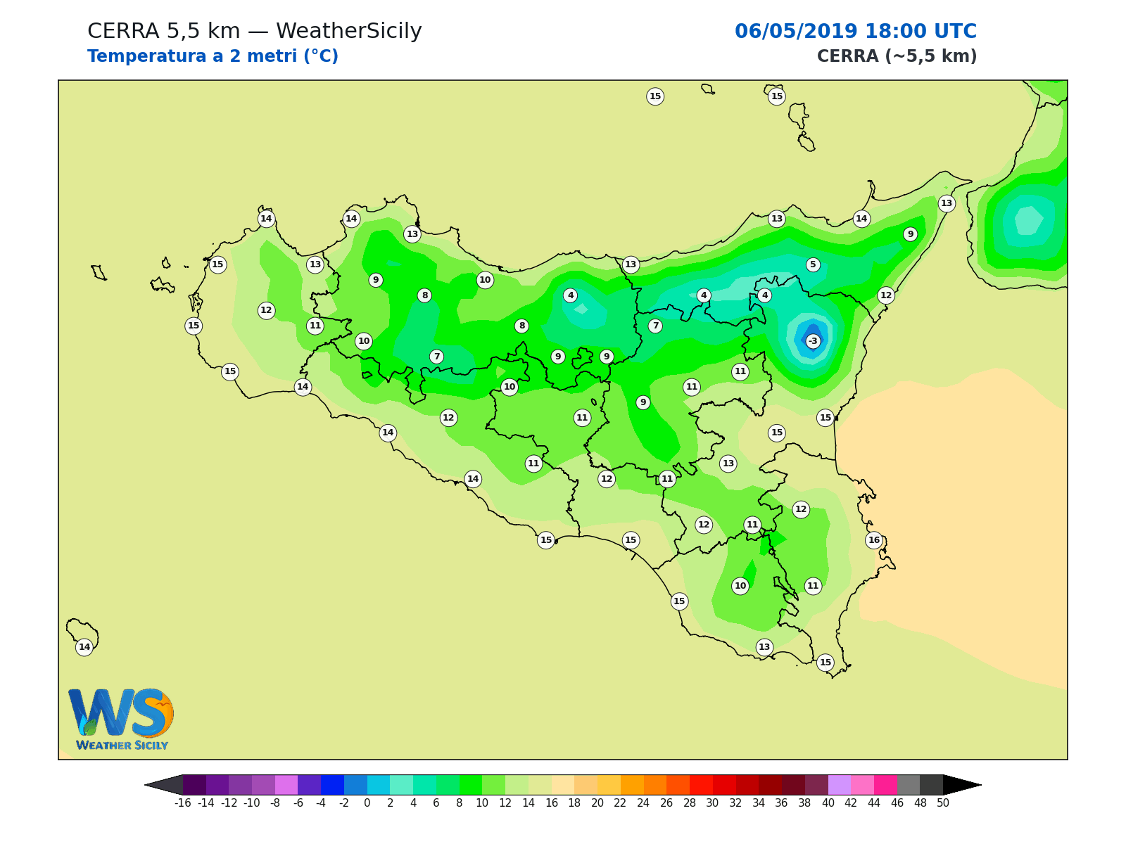 Temperatura a 2 metri · 2019050618