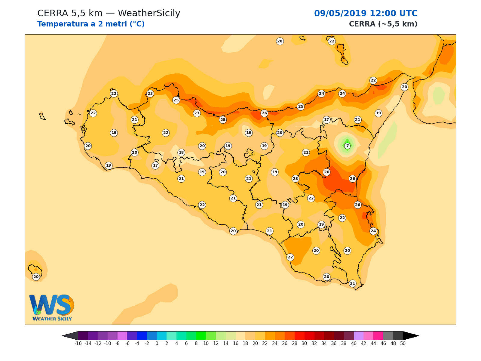 Temperatura a 2 metri · 2019050912