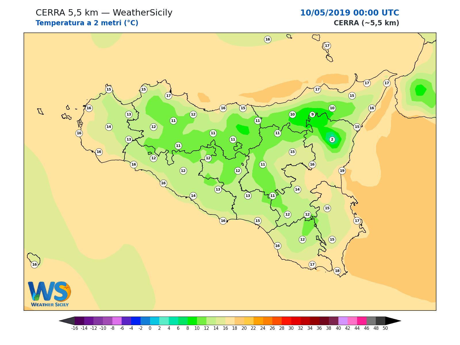 Temperatura a 2 metri · 2019051000