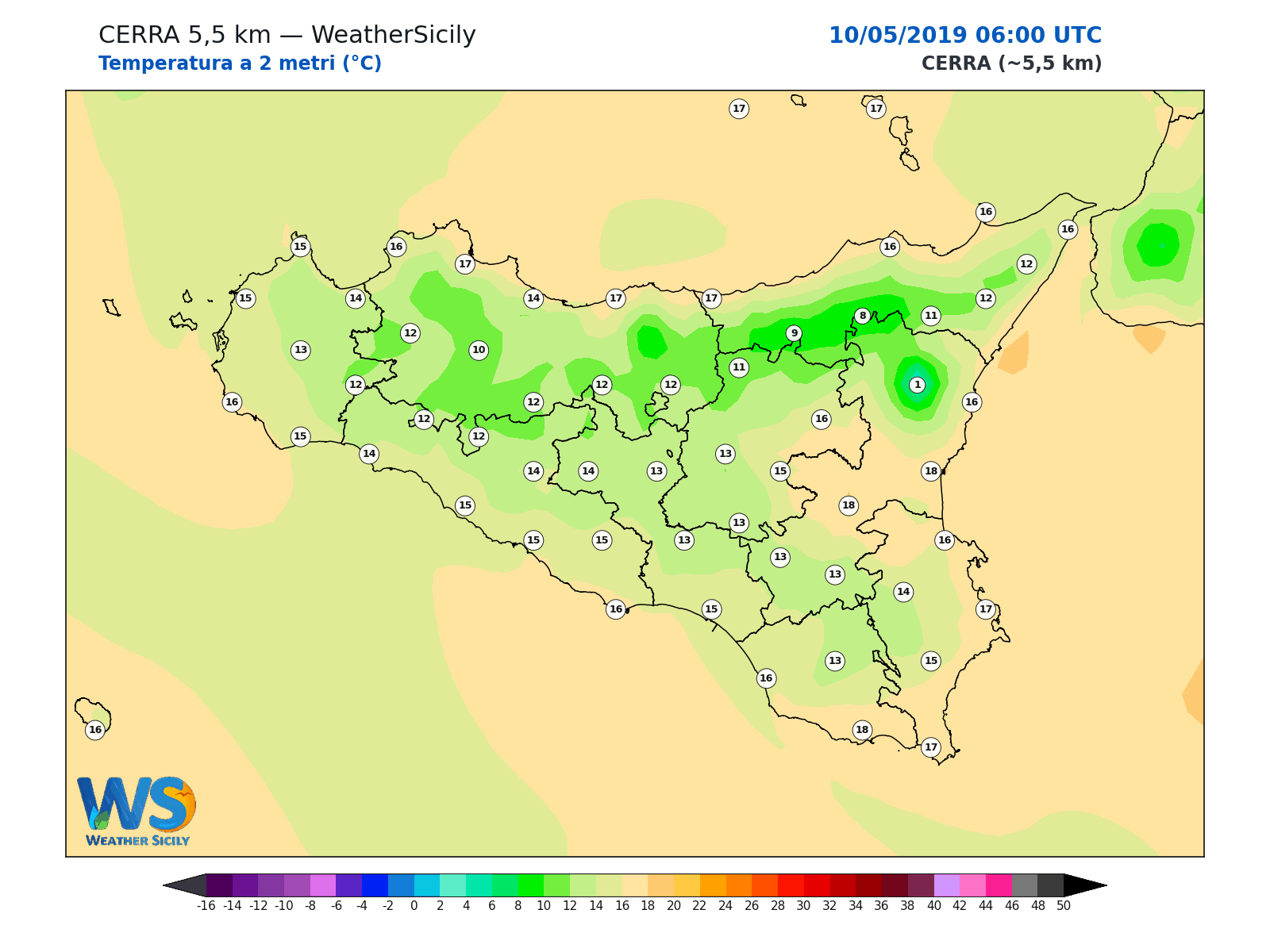 Temperatura a 2 metri · 2019051006