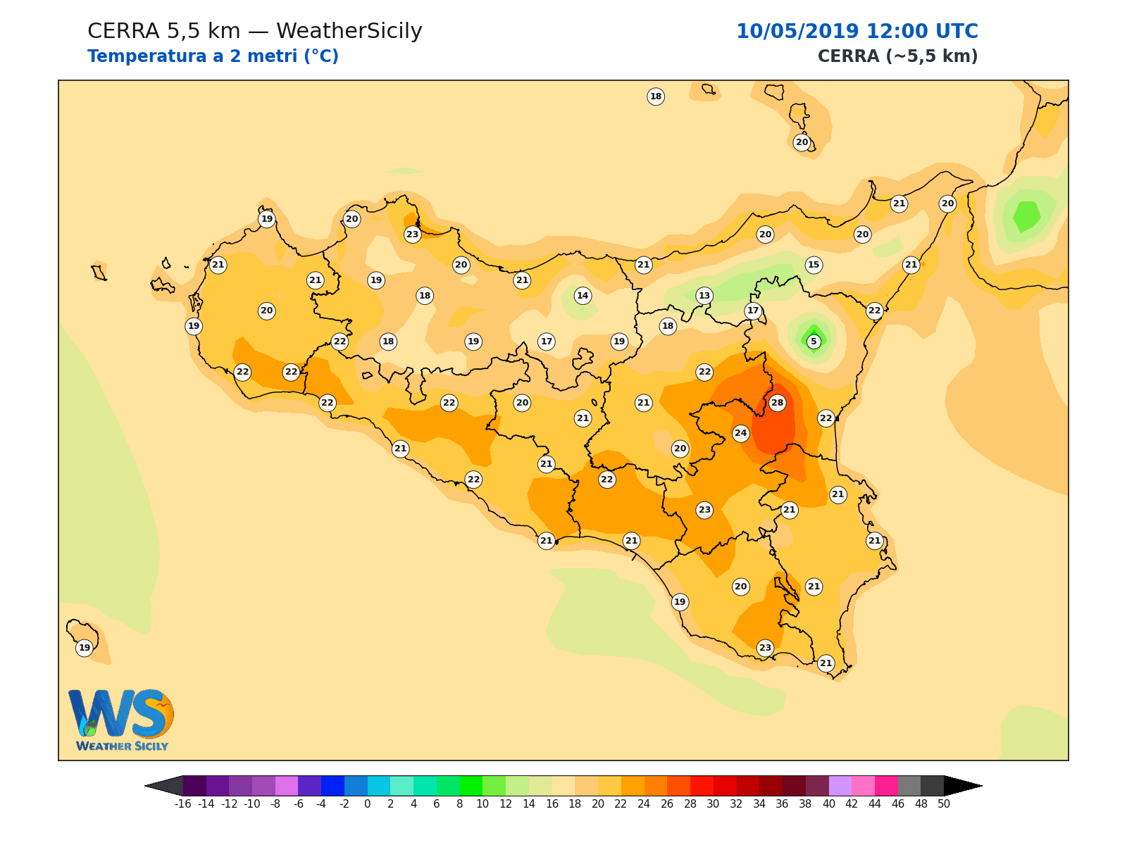 Temperatura a 2 metri · 2019051012