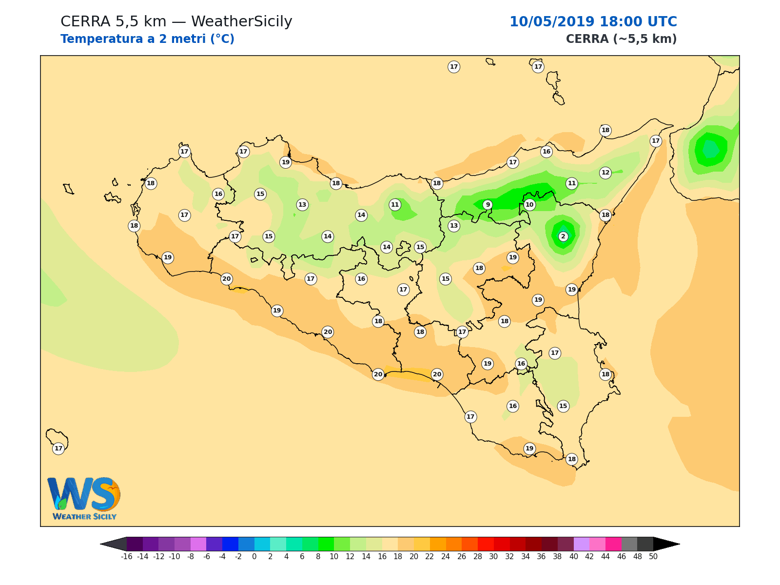Temperatura a 2 metri · 2019051018