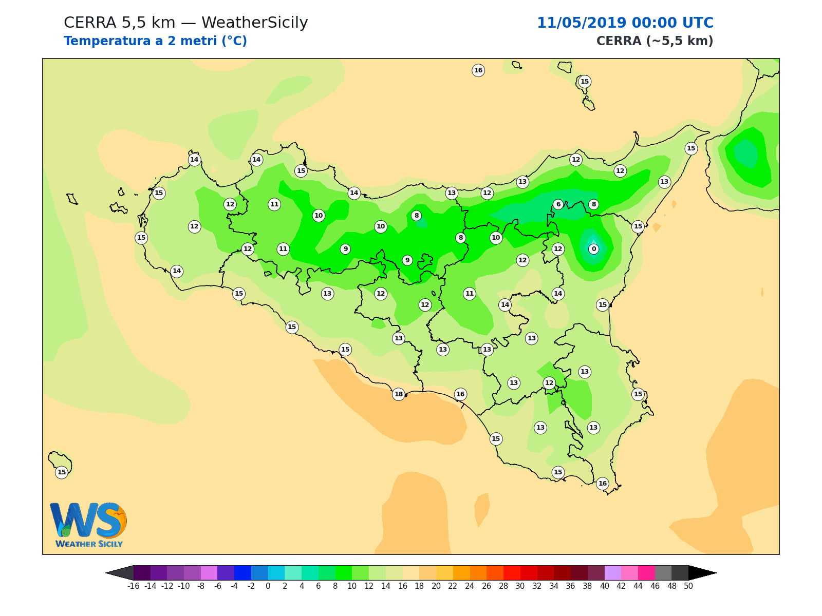 Temperatura a 2 metri · 2019051100
