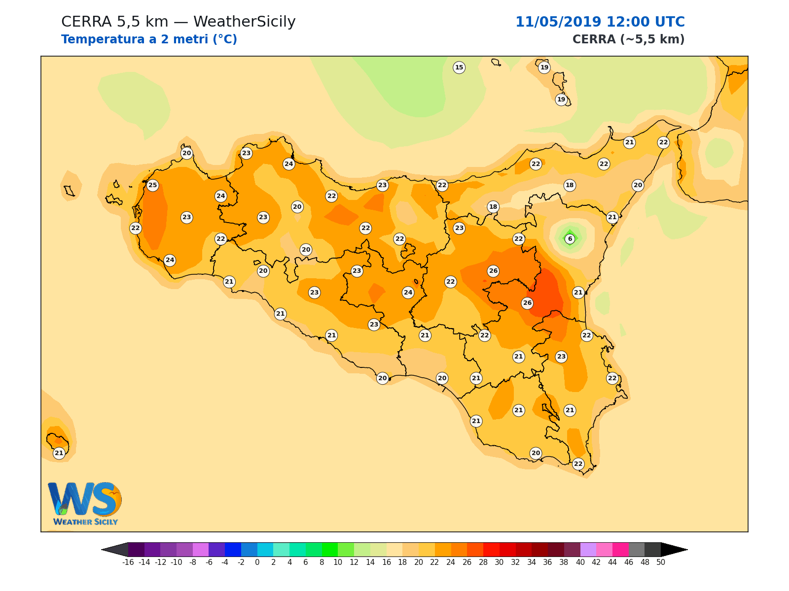 Temperatura a 2 metri · 2019051112
