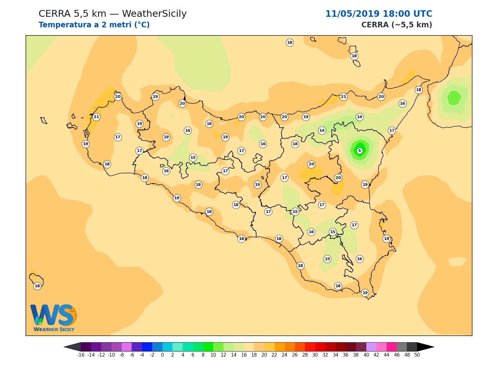 Temperatura a 2 metri · 2019051118