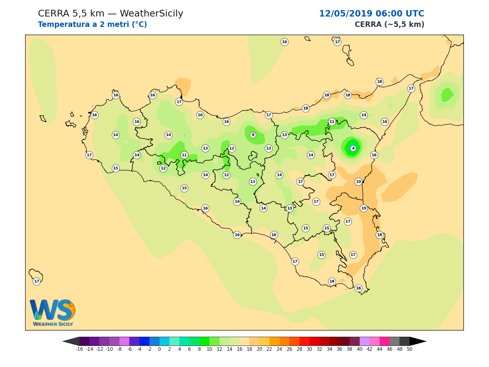 Temperatura a 2 metri · 2019051206