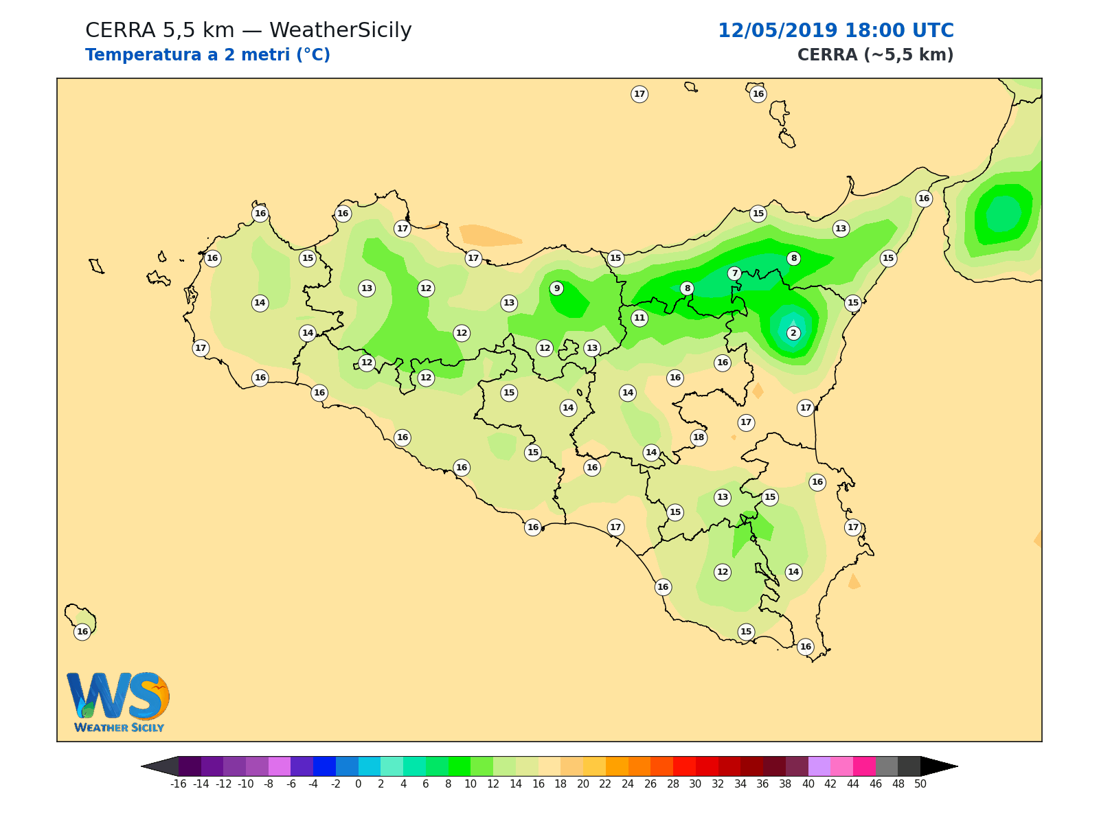 Temperatura a 2 metri · 2019051218