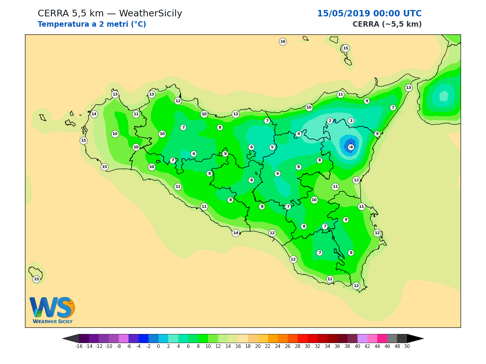 Temperatura a 2 metri · 2019051500