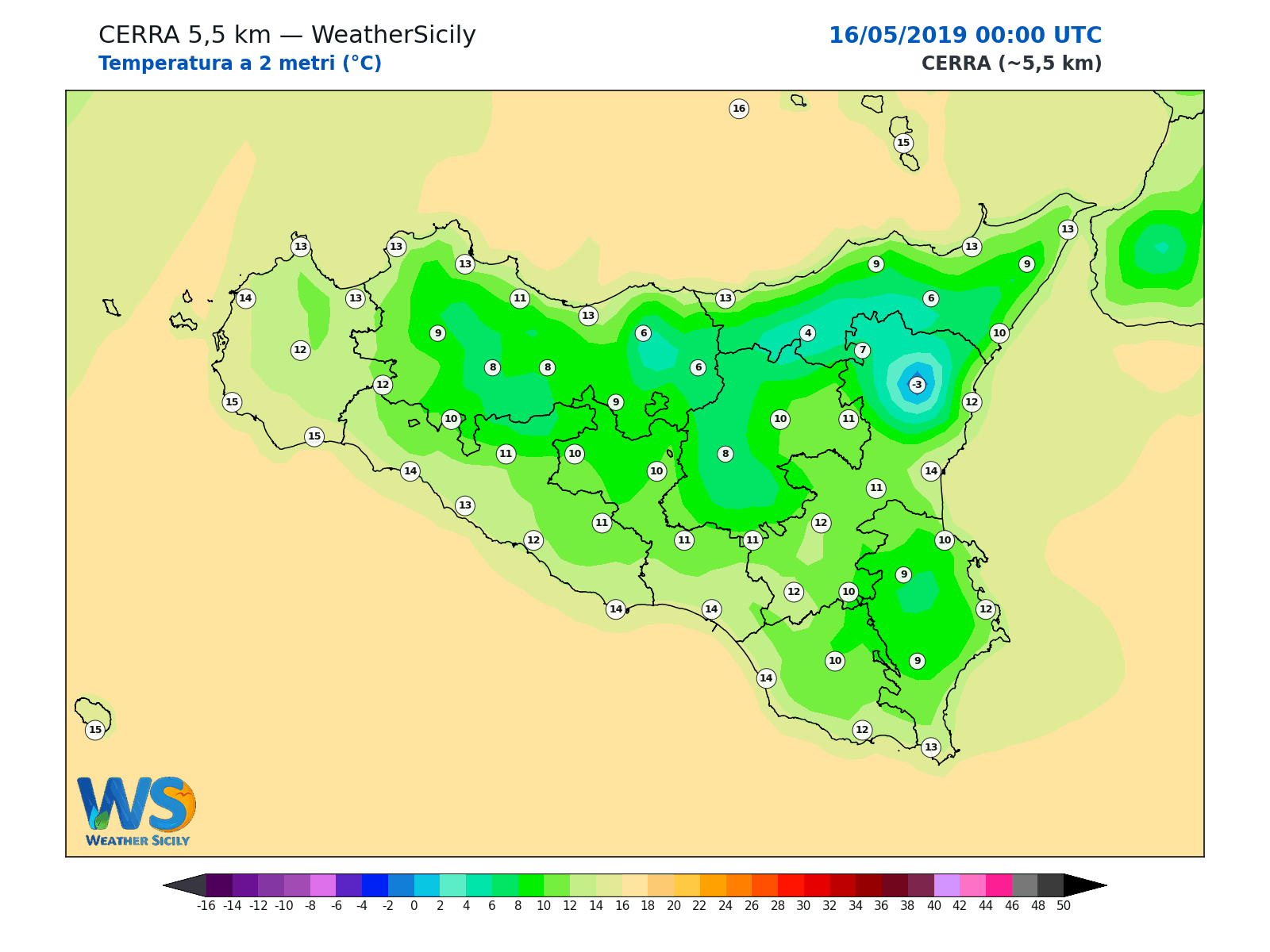 Temperatura a 2 metri · 2019051600