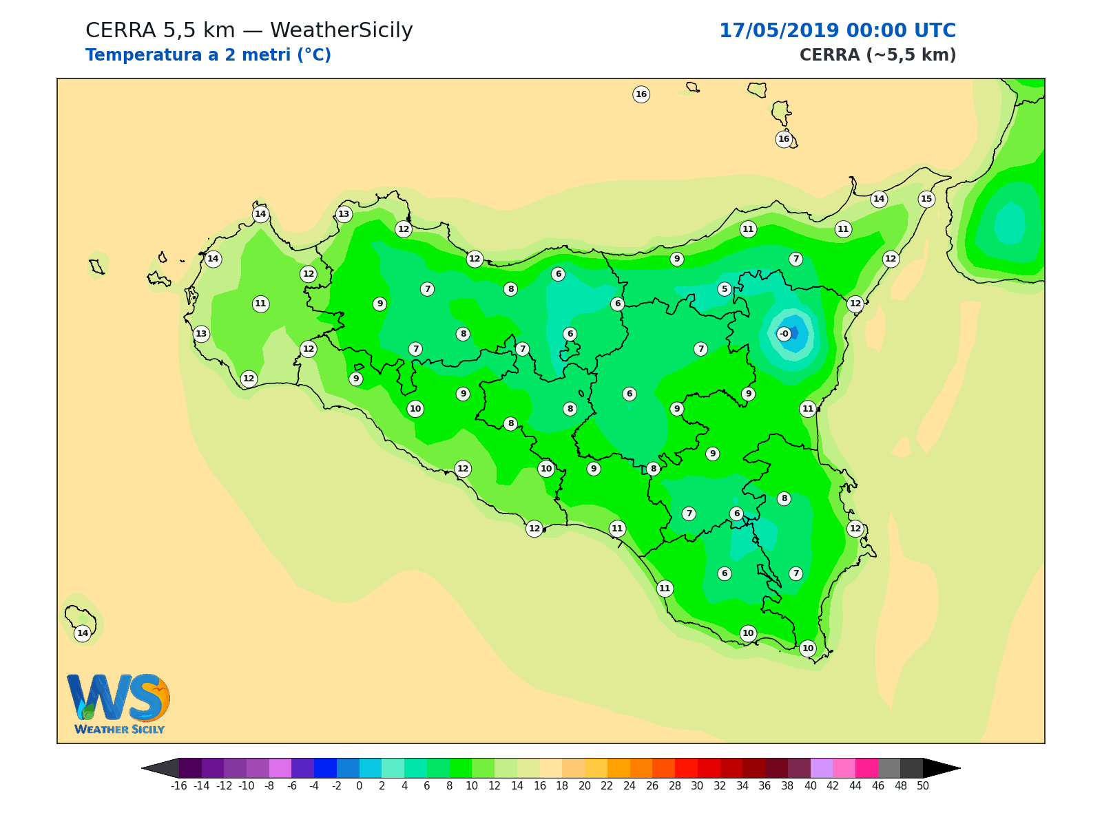 Temperatura a 2 metri · 2019051700