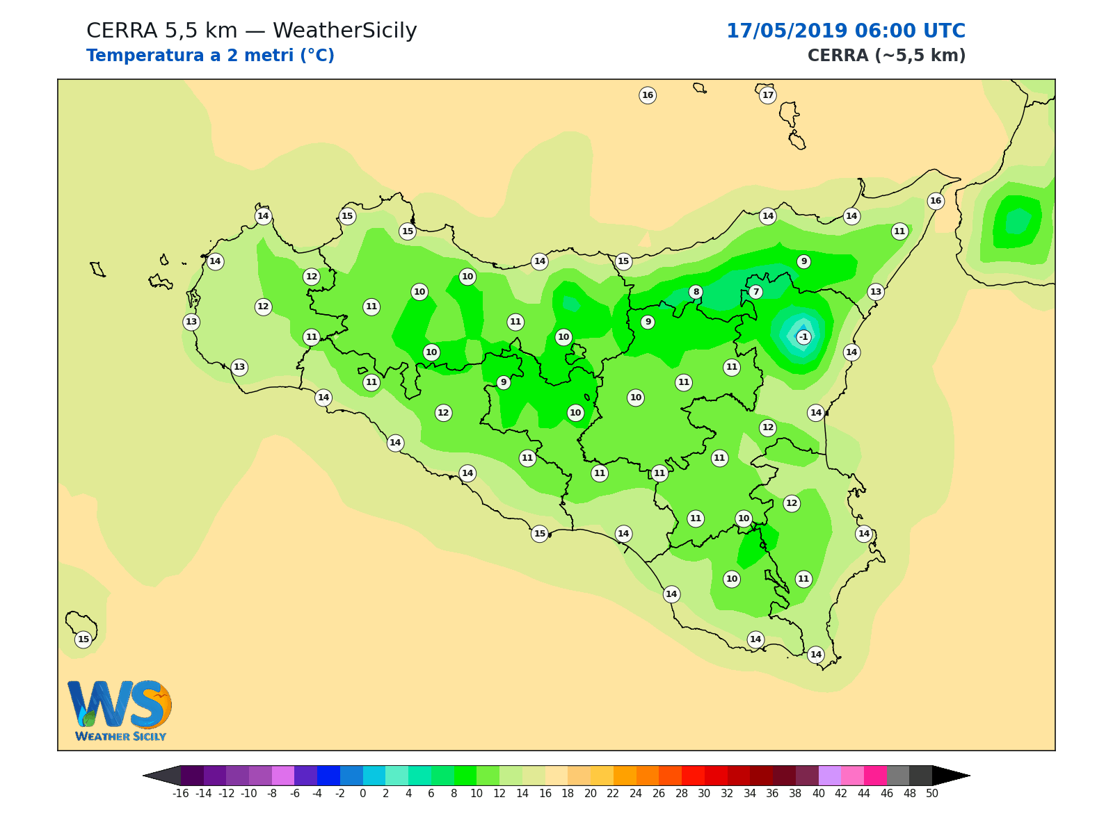 Temperatura a 2 metri · 2019051706
