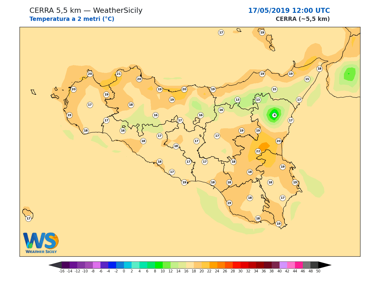 Temperatura a 2 metri · 2019051712