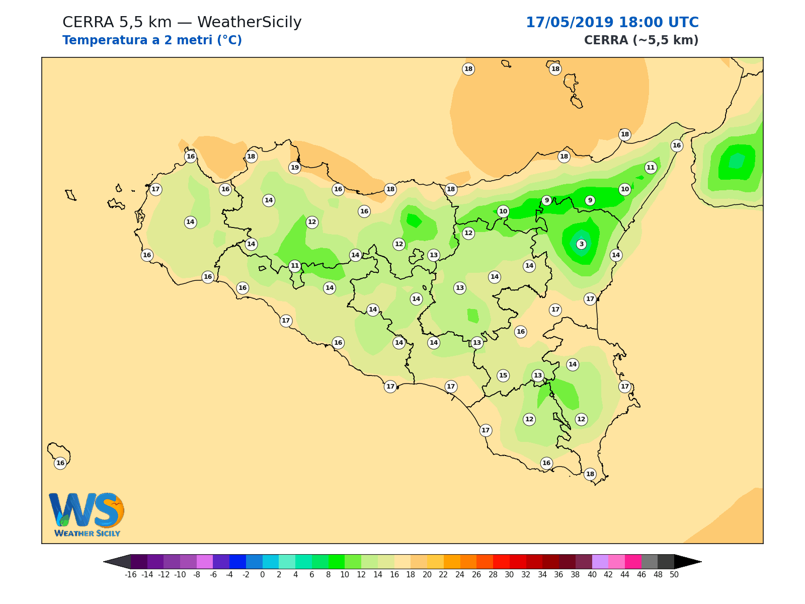 Temperatura a 2 metri · 2019051718
